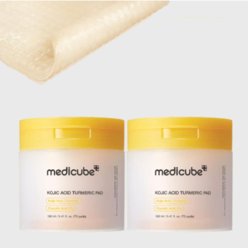 

Medicube Kojic Acid Turmeric Vita Brightening Toner Pads — Dark Spot & Tone-Care Pads (70 Sheets × 2)