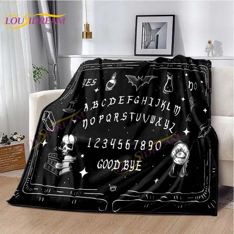 Magic Ouija Board Alphabet Blanket Witchcraft Pentagon Blanket for Bedroom Living Room Sofa Gothic Ouija Hand Flannel Blanket