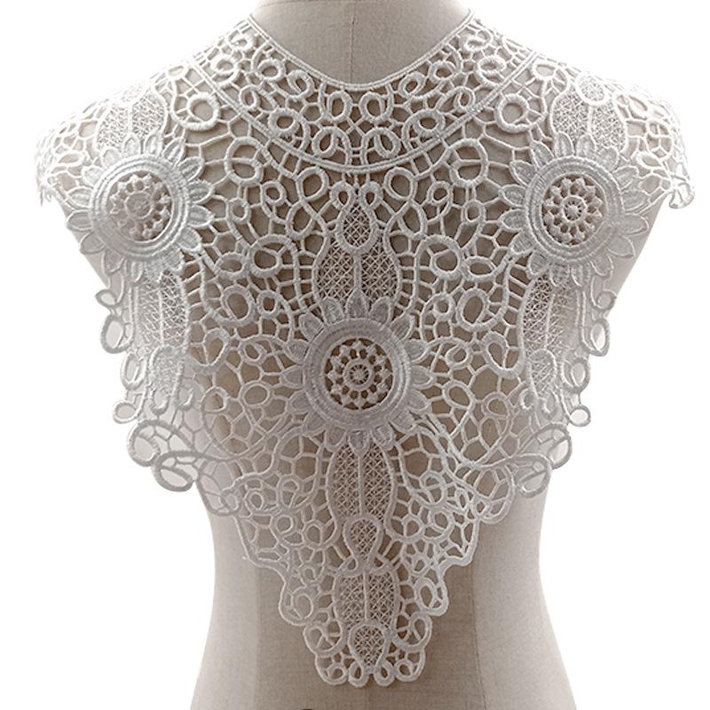 Water Soluble Lace Embroidery Fake Collar DIY Lace Accessories Three-dimensional Hollow Embroidery Chest Collar Large Size Polyester Collar