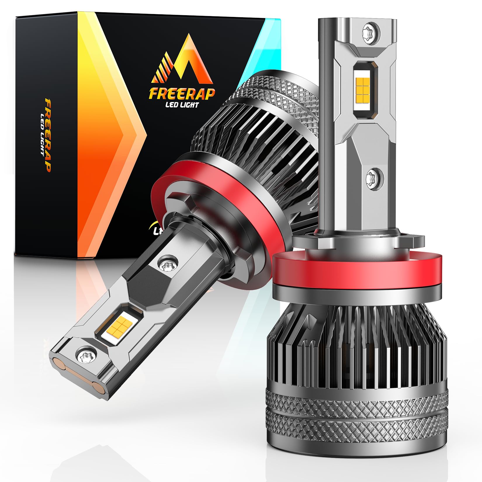 

FREERAP h11 LED Сверхяркий h16 Противотуманный свет Высокая Яркость LED 6500K 10x Четырехкратное Вращающееся Охлаждение Низкий Уровень Шума Мгновенные Фары, Лампы, Чипы Hi/Lo, белый