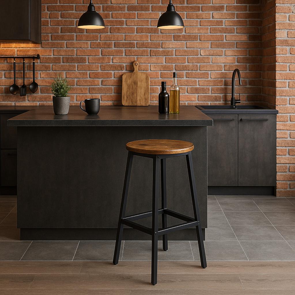 Dark Brown Bar Stool for Kitchen Dining Room 32X32X65 Begryf