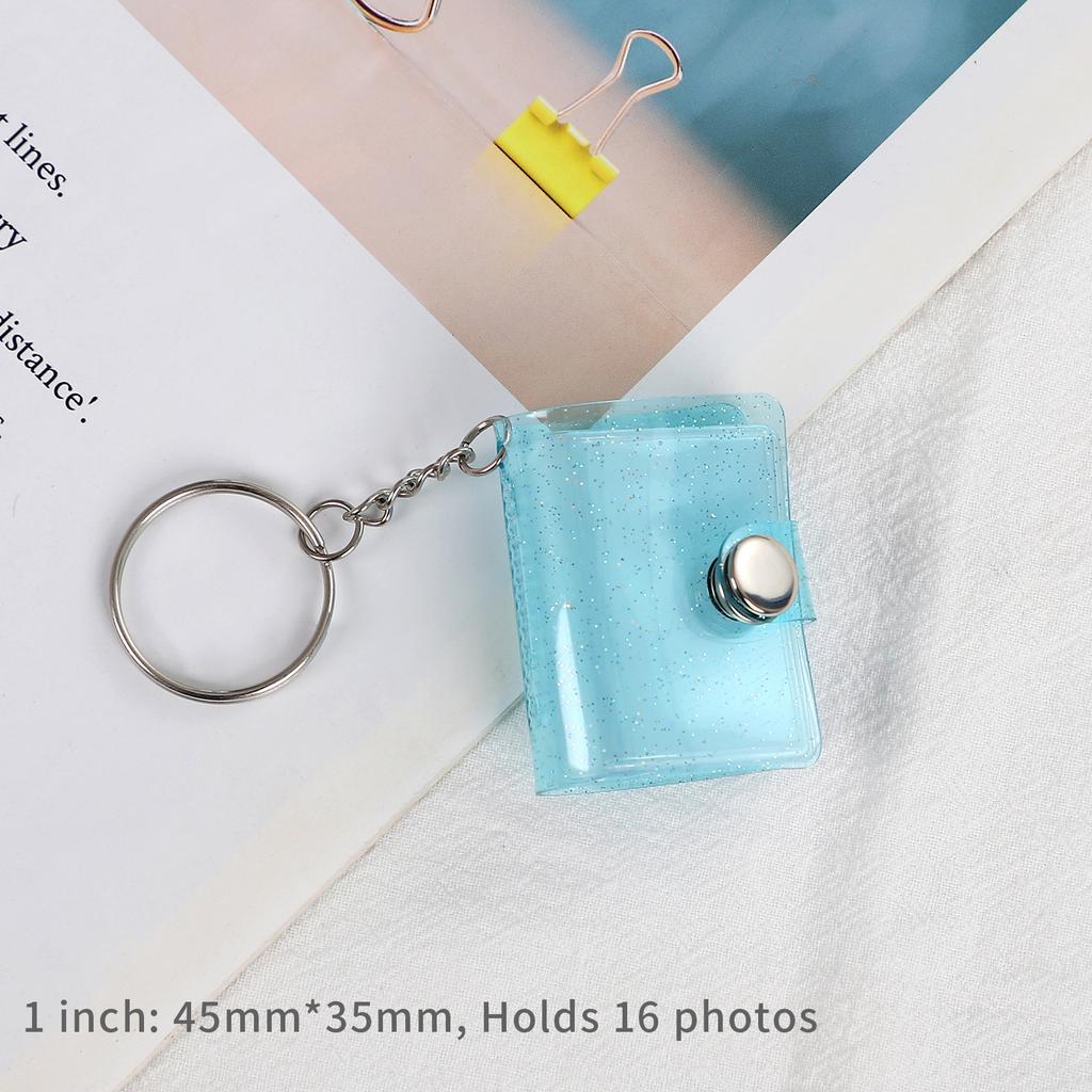 16 Sheets Cute Mini Keychain Photo Album 1/2 Inch Snap Button Pocket Folders Journal Note Material Paper Storage Book Stationery