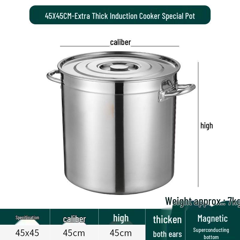 Large Capacity Stainless Steel Induction Soup Pot with Lid