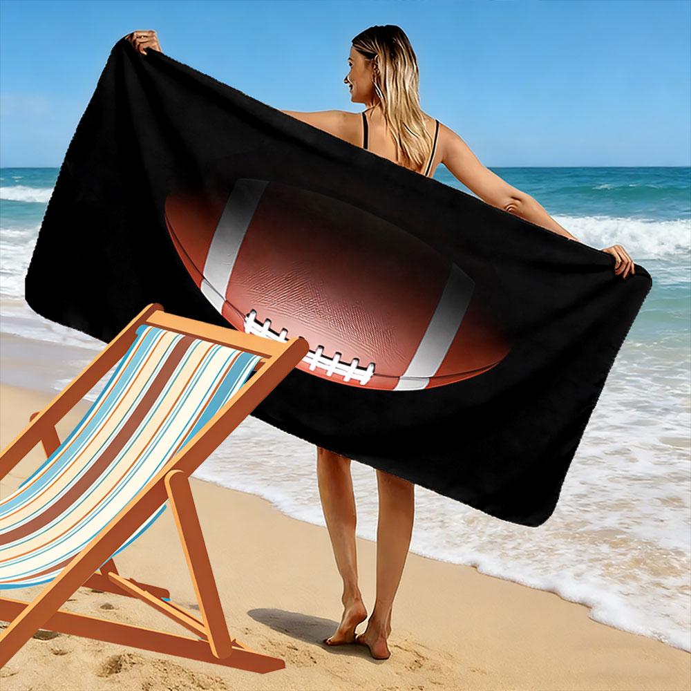 Giant Beach Towel with Rugby Ball Sport Action Design, Ultra Soft Quick Dry Microfiber, Fade Resistant, for Pool Beach Vacation