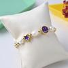 Colorful Drip Oil Smiley Star Beaded Bracelet with Natural Freshwater Pearls