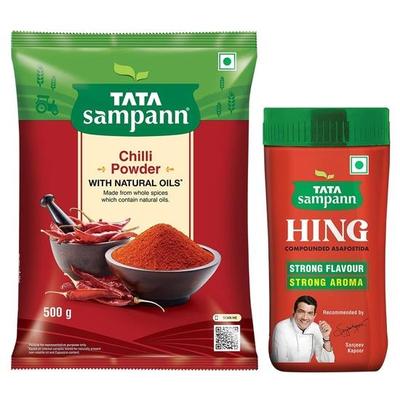 TATA Sampann Chilli Powder With Natural Oils, 500g & Tata Sampann Hing , Recommended by Chef Sanjeev Kapoor 100g