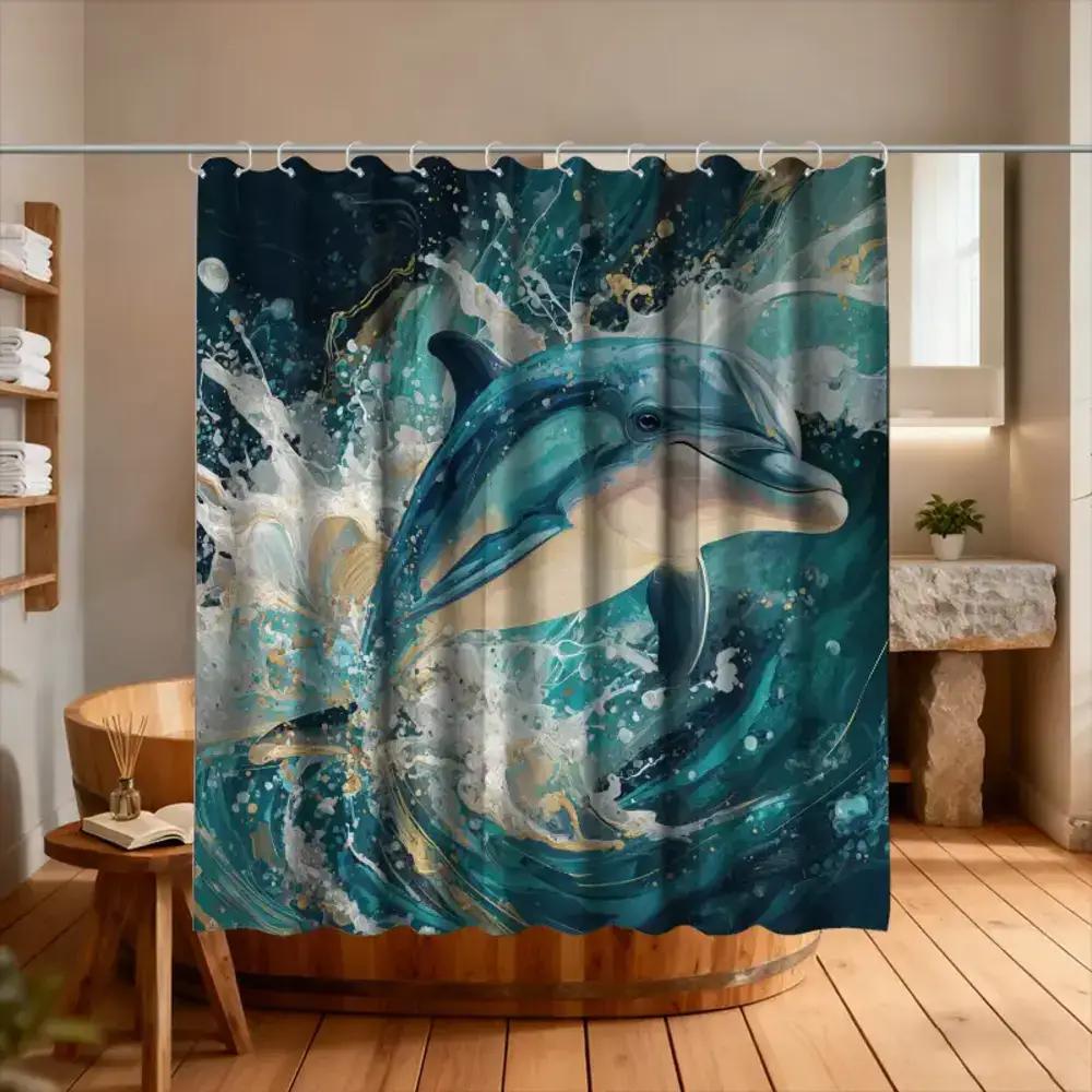

A Bathroom Shower Curtain Featuring A Whale Song Remix For The Ocean Culture Festival, Includes 12 Hooks, Measuring 70.87*70.87I W60H190(CM)-1 Pcs