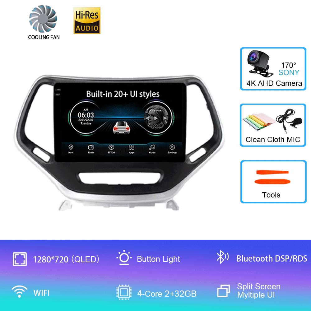 

For Jeep Cherokee 5 KL 2014 -2018 Android 14 Car Radio Stereo Multimedia Navigation GPS Wireless Carplay Auto Video Player WIFI CHINA