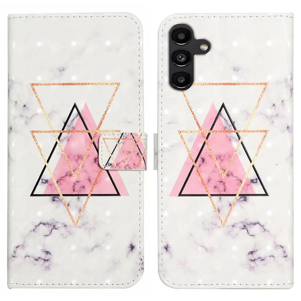 

Чехол для Samsung Galaxy S24 FE, кожаный чехол для телефона с 3D-печатью, держатель для карт Triangle Marble
