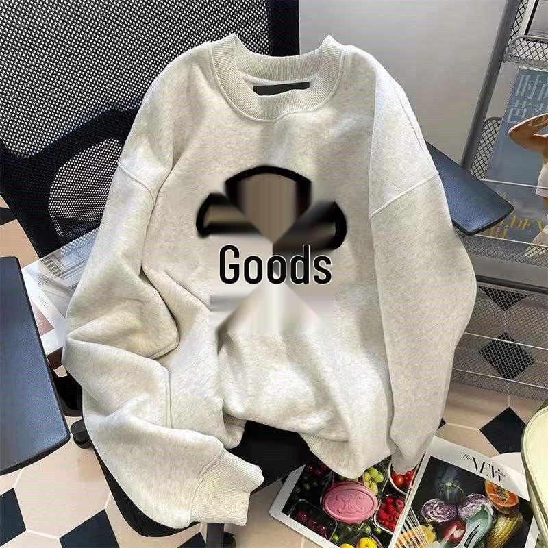 Unisex Japanese Style Pure Cotton Sweatshirt - Loose Fit, Round Neck, Plus Velvet, Long Sleeve for All Seasons