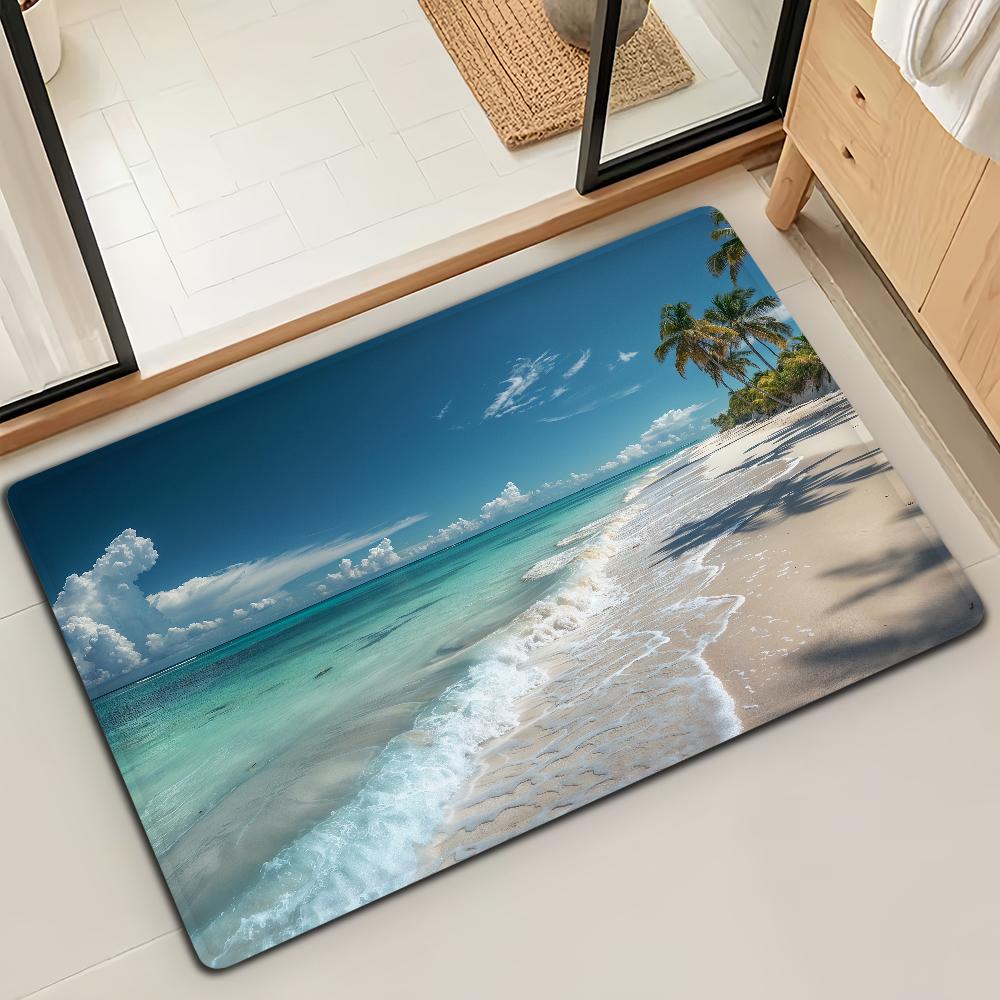 Summer Shell Seashell Ocean Beach Door Mat Microfiber Decorative Versatile Flannel Floor Mat Quick Dry Absorbent Non-slip Sole