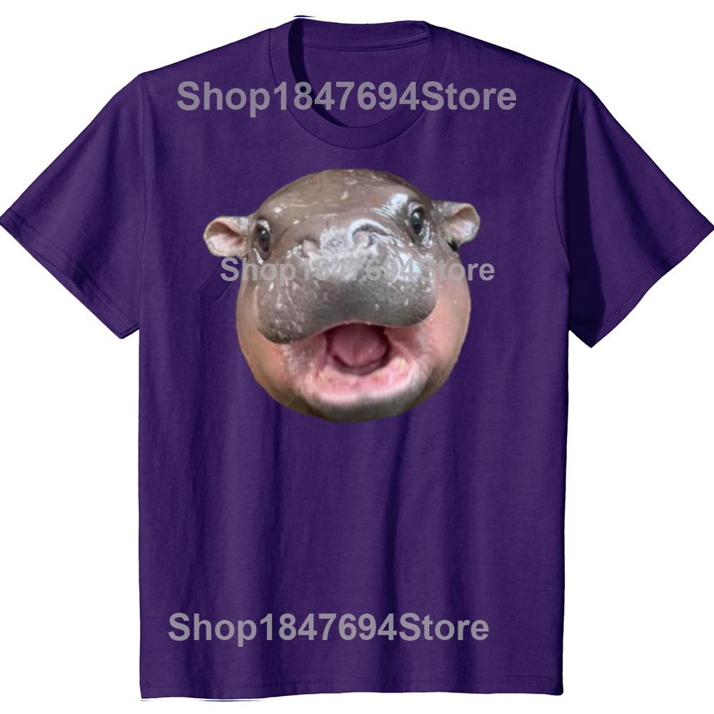 

Смішний Му Денг Пружний Свинка Миле Обличчя Дитинча Гіпопотама Бавовняні Футболки Чоловіча Мода Повсякденна Футболка Вільна Оверсайз Вуличний Стиль Футболка 4XL