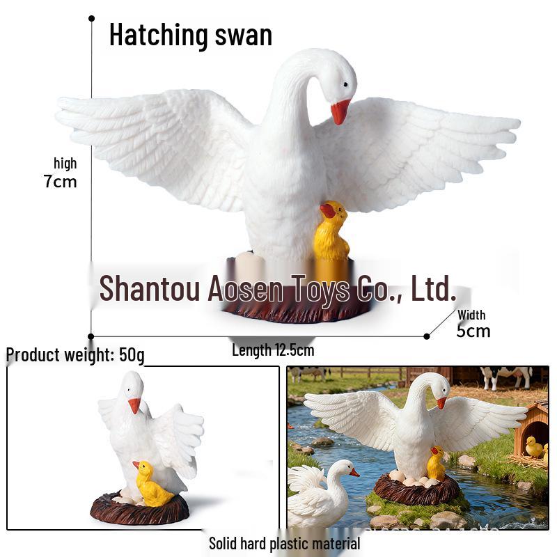 Children s Educational Animal Models: Static Black and White Swan and Goose Ornaments