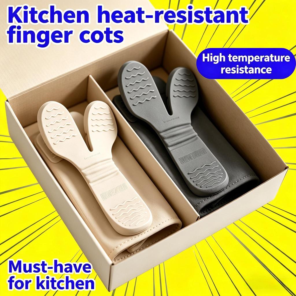 Oven Gloves Anti-Slip Three-Finger Silicone Insulated Glove Clip Kitchen Gadgets Heat Resistant Cooking Gloves Oven Mitts