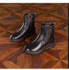 Women's Thick Sole Genuine Leather Martin Boots - Wool-Lined for Autumn/Winter