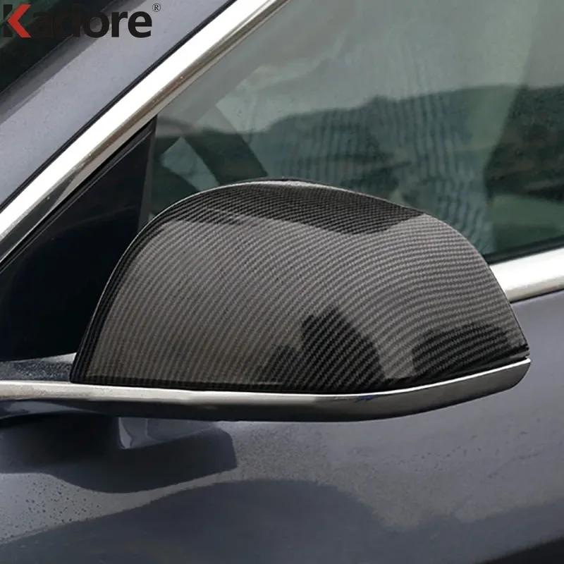 For Tesla Model 3 Y 2018-    2024 Carbon Fiber Car Accessories Rearview Mirror Cover Trim Side Wing Mirror Cap
