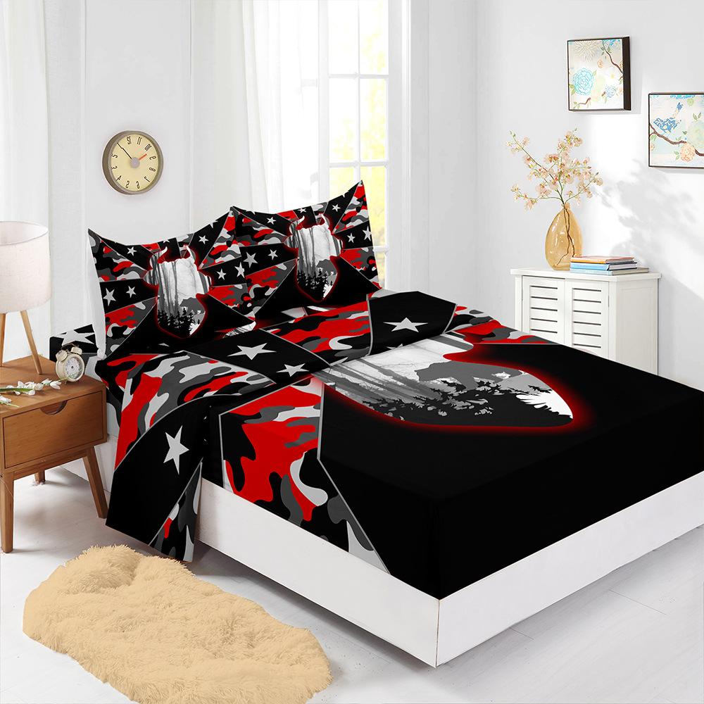 

Four-Piece Mattress Digital Printing Mattress Protective Cover Bedding Animal Tiger Bear (90cm * 190cm * 40cm) Pillowcase * 1