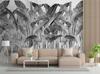 Wallpaper Banana leaves in black and white
