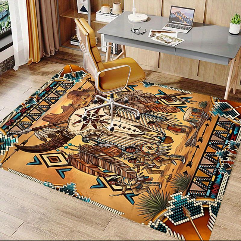 1PC Native American, Buffalo Skull Non-Slip Floor carpet, Office, family, bedroom, Studio - Large Area Rug,Decorative Mat, Longlasting Material-C0479