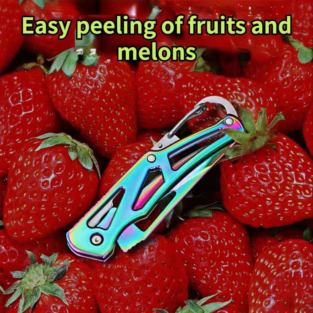 Portable Folding Knife Keychain, Fruit Cutter, Multipurpose Pocket Knife, Utility Knives, Stainless Steel, Kitchen Accessories