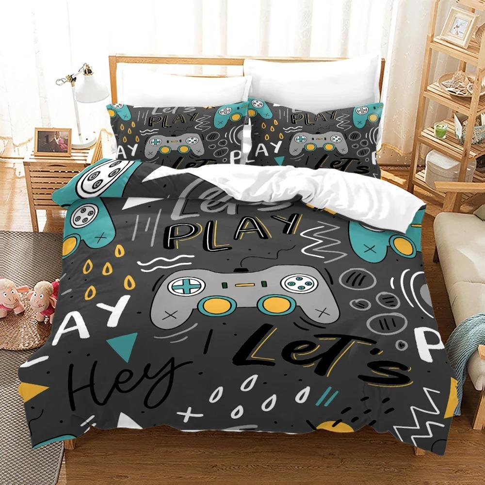Gamepad 3D Printed Bedding Set For Teen Boys Queen Modern Gamer Comforter Duvet Cover 240x220 Video Game Kids Bed Linen