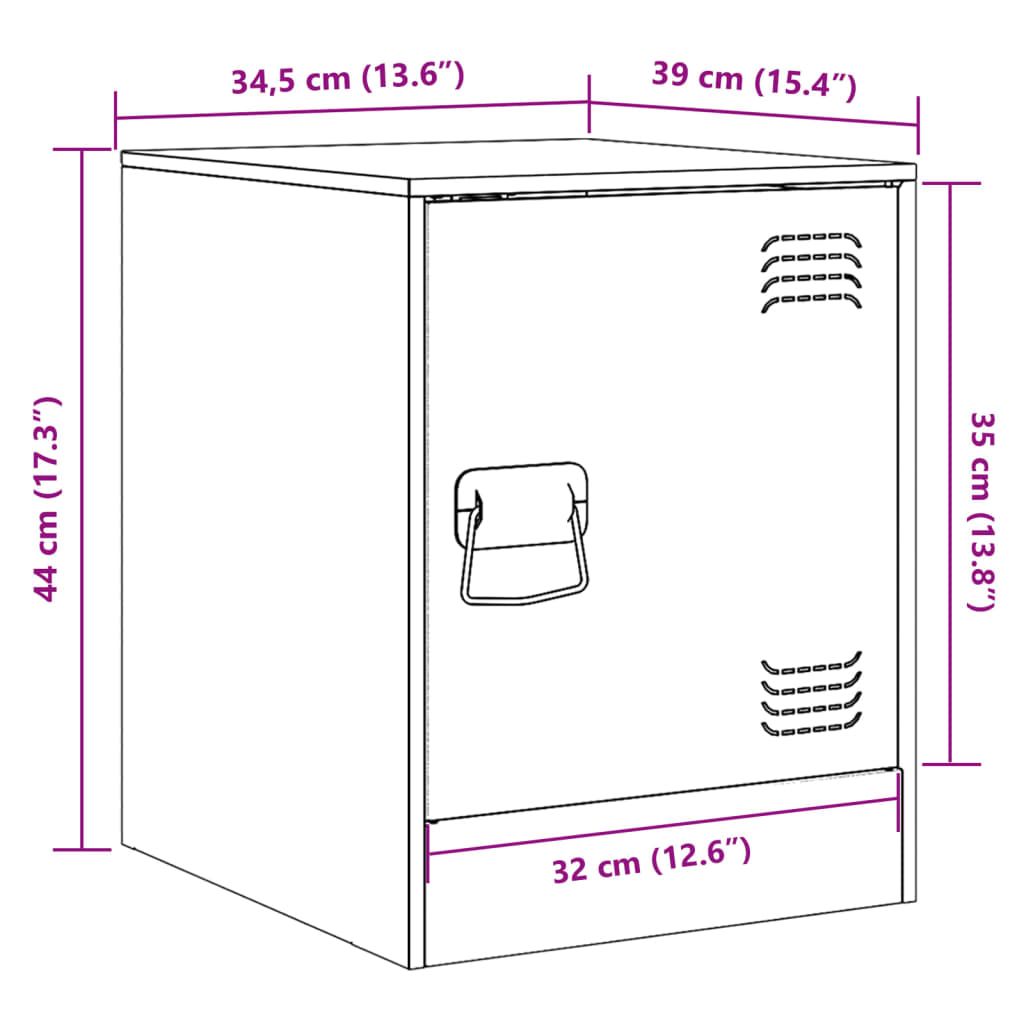 Nightstand Pink 34.5 x 39 x 44 cm Steel