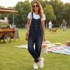 Women’s Loose Fit Denim Overalls Adjustable Strap Jumpsuit with Front Button Detail and Large Pockets Casual Sleeveless Bib Pants