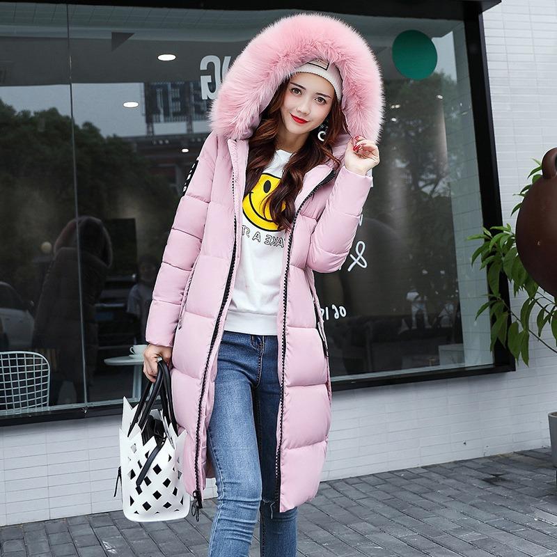 New new color big fur collar long women's cotton coat cotton coat batch