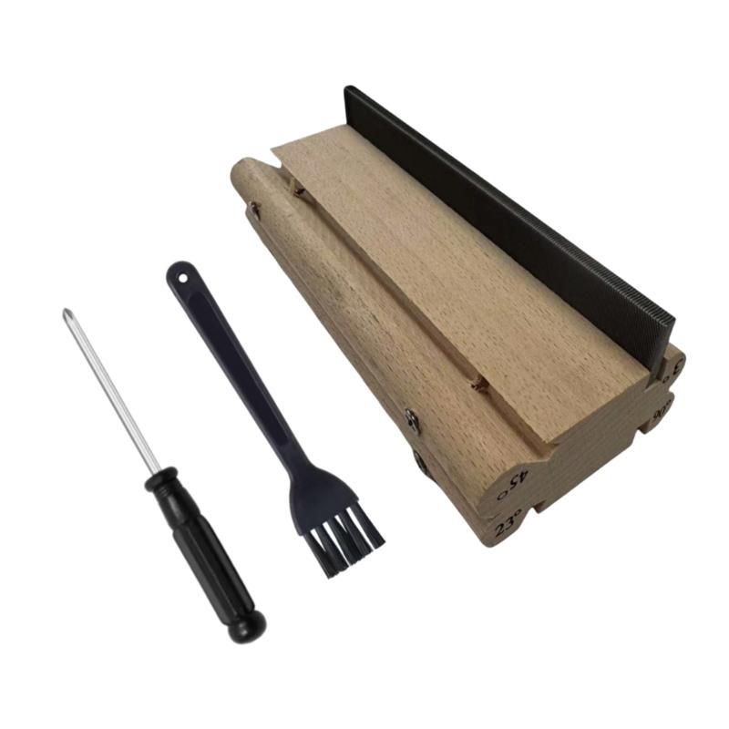 Guitar Fret Edge File with 4 Adjustable Angles Wood Texture for Efficient Fret Dressing On Guitars Basses Ukuleles