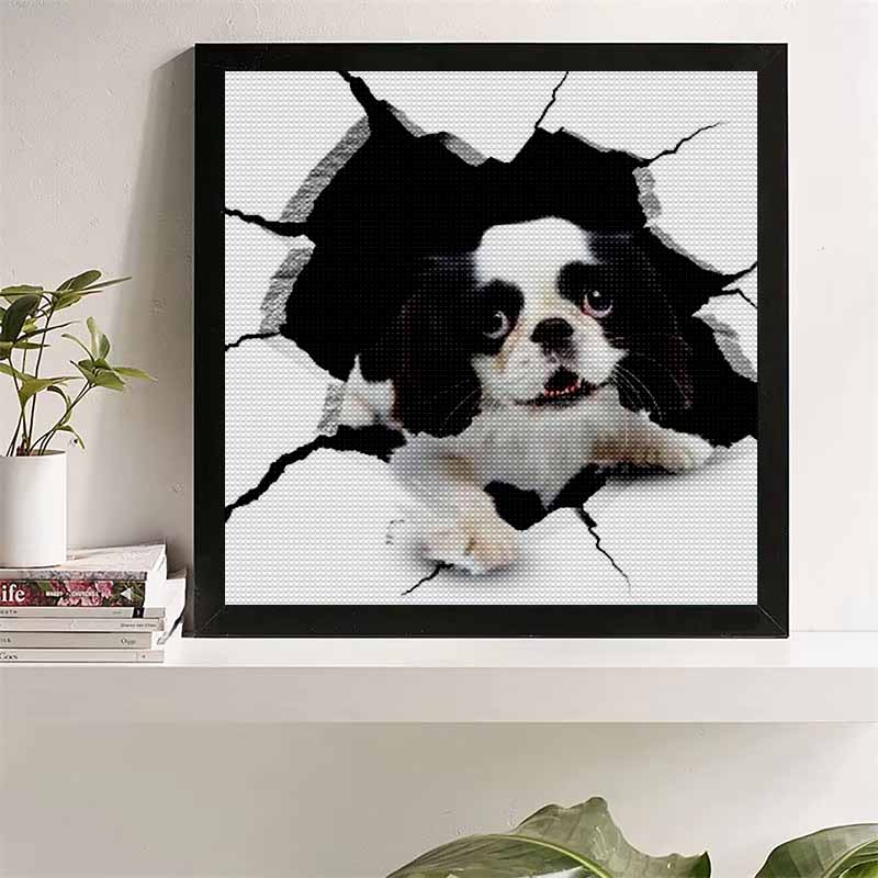 

New Arrival 5D DIY Full Circle Diamond Painting Dog Embroidery Cross Stitch Home Decor Gift 20x20cm