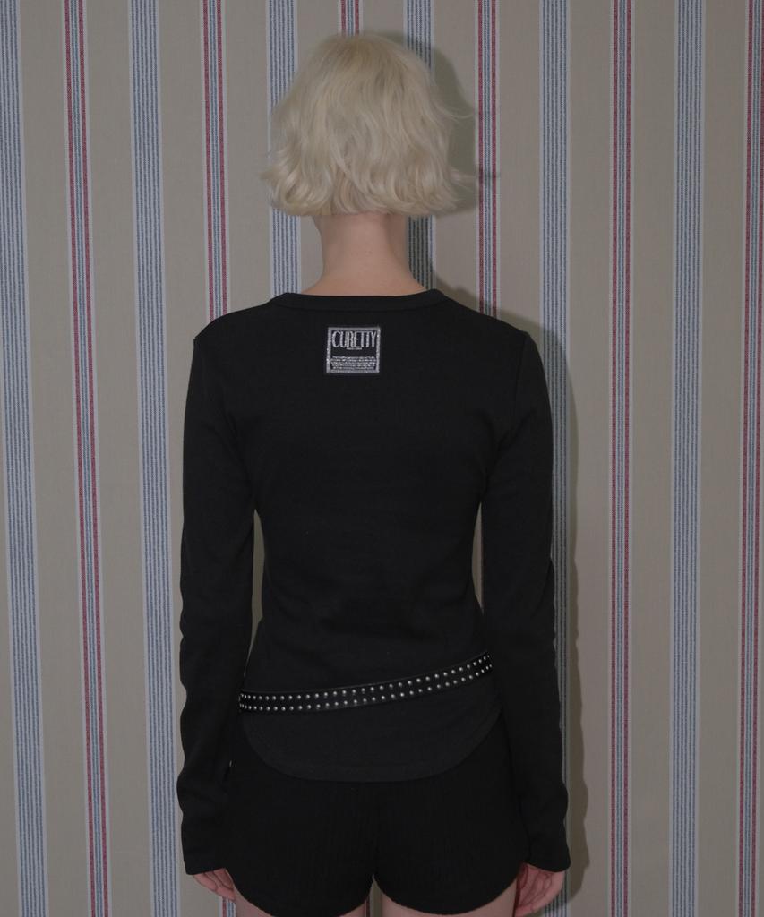 Kyuliti C 90S Line Basic Long Sleeve T-Shirt_Black