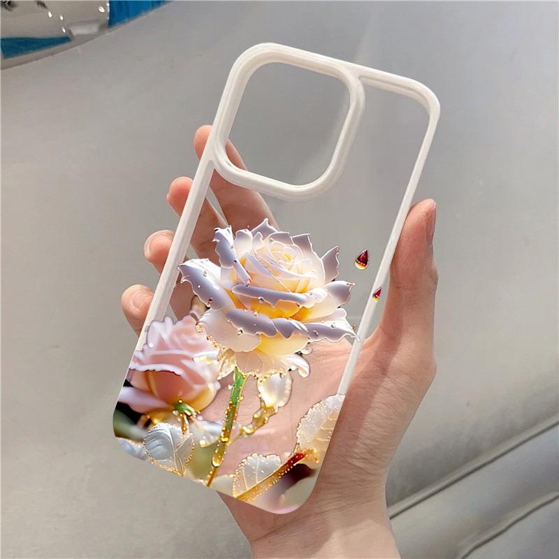 Luxury Adanced Roses Phone Case For Iphone 17 Air 16 15plus 14 13 12 11 Pro Max Clear Stylish Cover Elegant Protective Funda