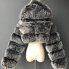 Fur Fur Jacket Imitation Fox Fur Splicing with Hat Short Long-sleeved Women's Clothing