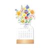 Wooden Base Bloomy Flowers Desk Calendar Floral Floral Desk Calendar  New Year
