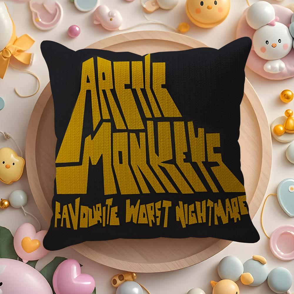 A-Arctic M-Monkeys Band Cushion Cover Natural Linen Organic Fabric Double-Sided Printing Sofa Home Decor Gift Pillow Cover