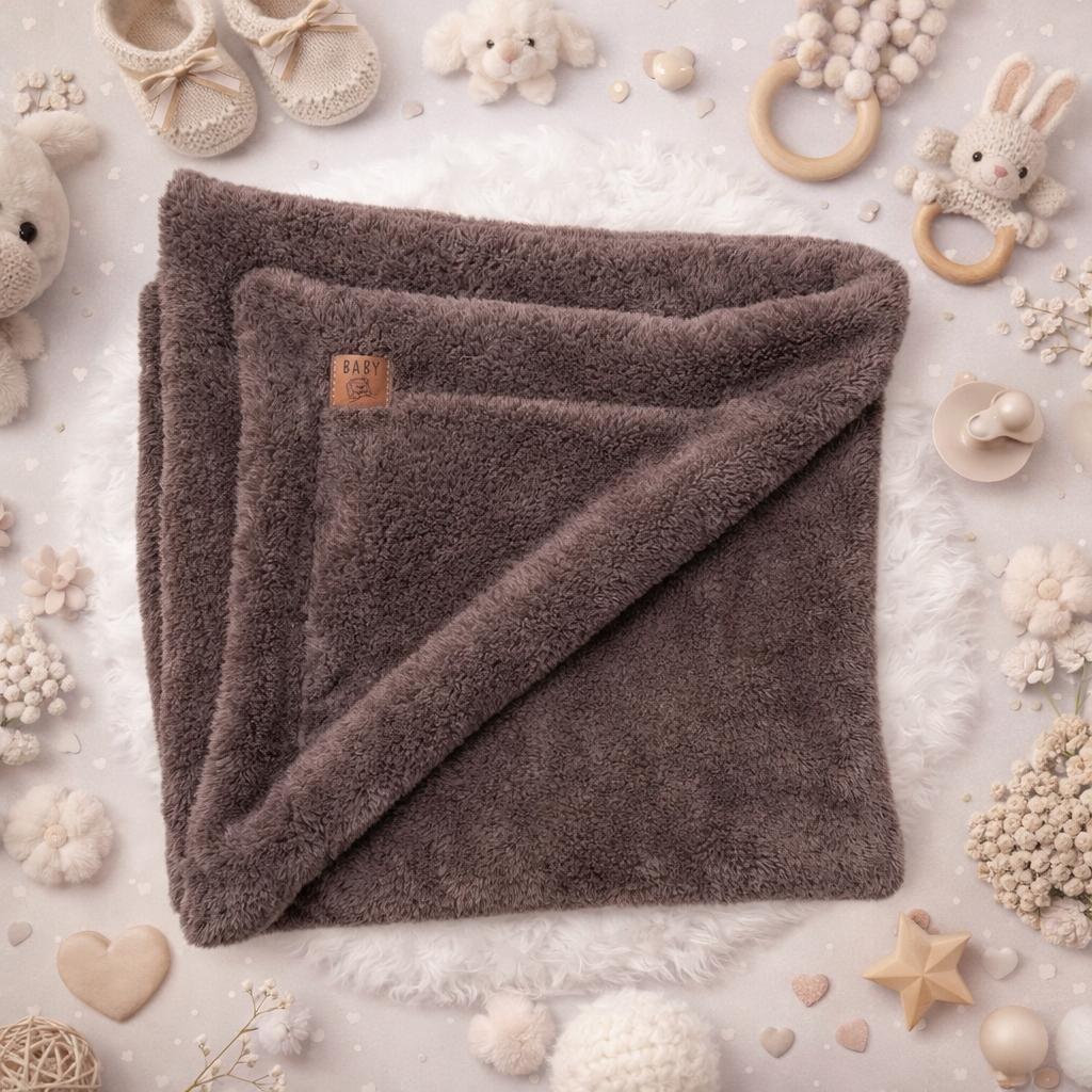 Warm Baby Blanket 90X100 Double Layer For Stroller Crib Brown
