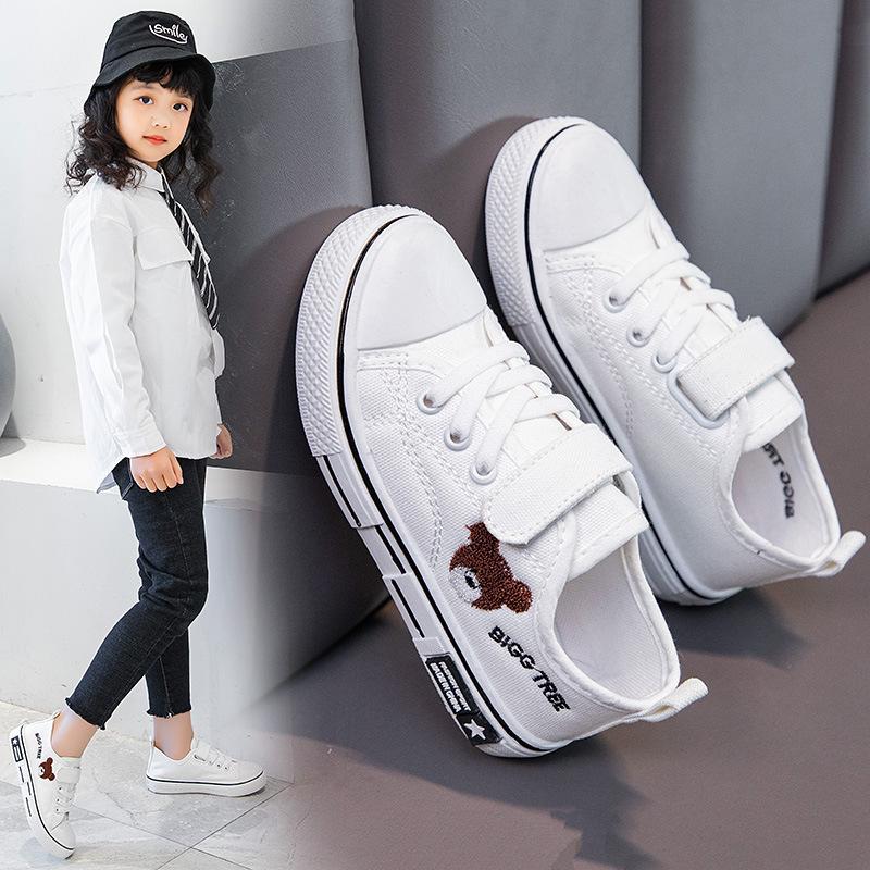 Low-top Solid Soft-soled Casual Shoes for Children In Spring, New Styles for Boys and Girls, Breathable Cartoon Embroidered Canvas Shoes