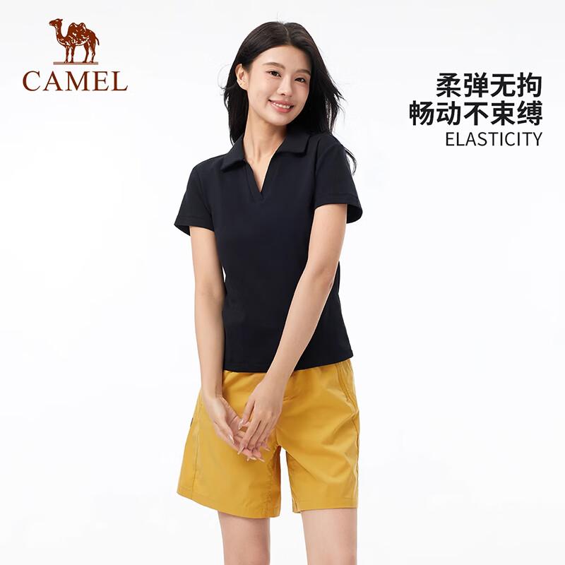CAMEL Women s V-Neck Slim-Fit Polo T-Shirt M