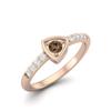 3mm Round Smoky Quartz 925 Sterling Silver Rose Vermeil Solitaire Triangle Women Wedding Ring