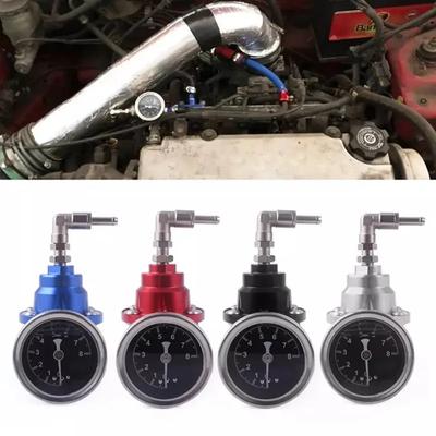 Regulador de pressão de combustível ajustável, acessórios para carro, remontagem de veículos, supercharger de combustível, alumínio universal com kit de medidor
