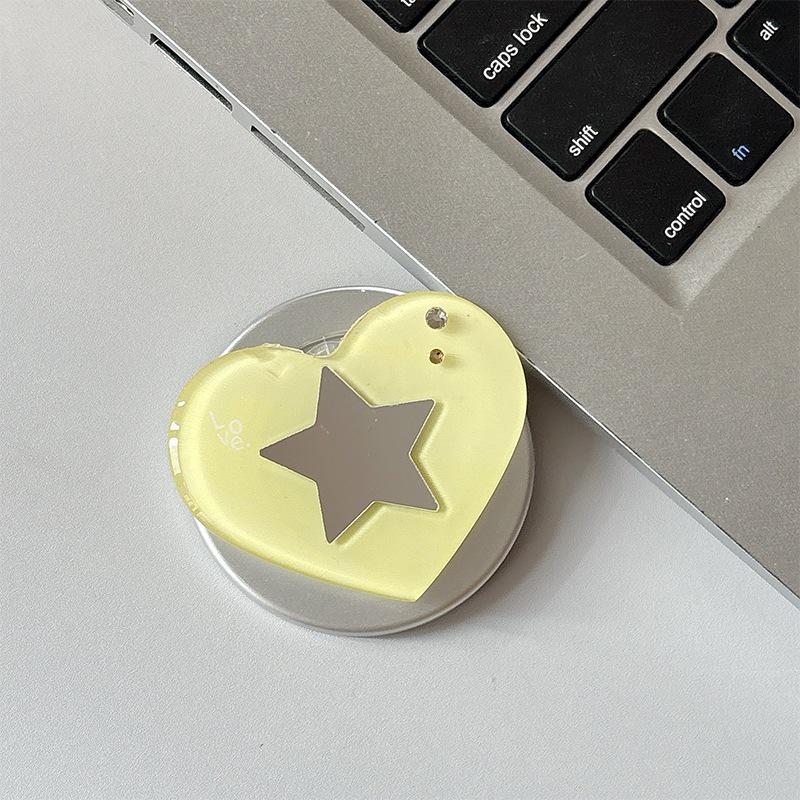 MagSafe-Compatible Rhinestone Heart Mirror Phone Stand with Airbag, Star Design