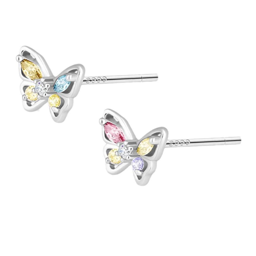 

Серьги-пусеты «Супер вспышка бабочка» Женская мода Изысканные полые серьги Цветные бриллианты Мори Маленькие свежие серьги