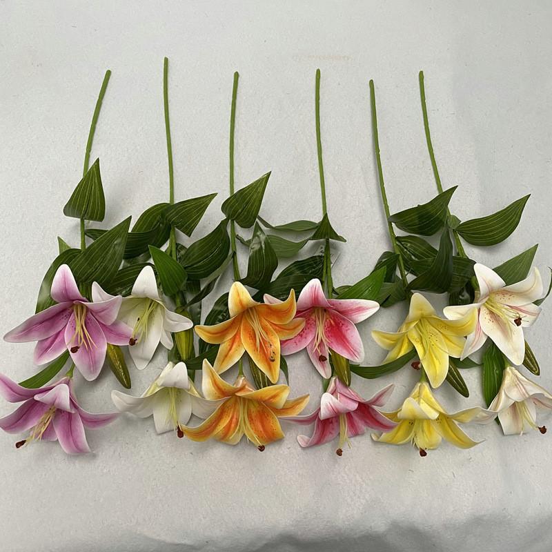 Cloth Realistic 3d Artificial Lilies Fake Flowers For Wedding Decor Home Props