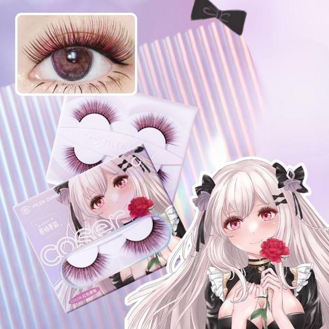 Bonnie Wisp - Comic False Eyelashes Black & Pink - 1.2 To 1.5cm