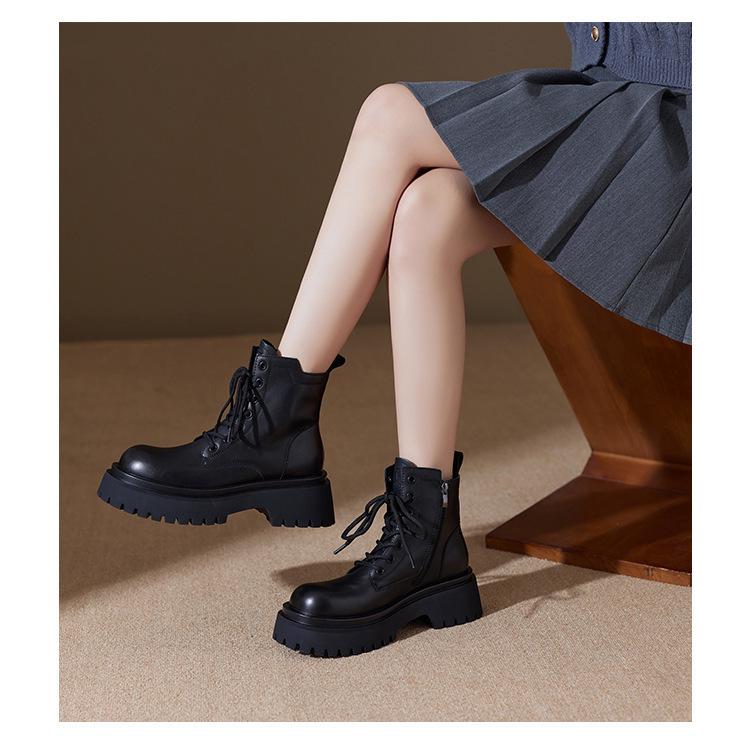 High-Quality 6CM Thick Sole Martin Boots for Women – Autumn 2025 British College Style, Four-Season Wear, Short Boots