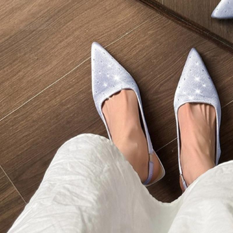 Women's Stiletto Wrapped Toe Sandals Summer New Pointy Shallow Mouth Sequin Set Foot Non-slip High Heels