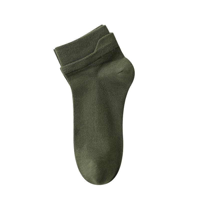 Men Spring and Autumn Pure Cotton Ear Lifting Sweat Absorbing Deodorizing Matching Color Short Tube Socks