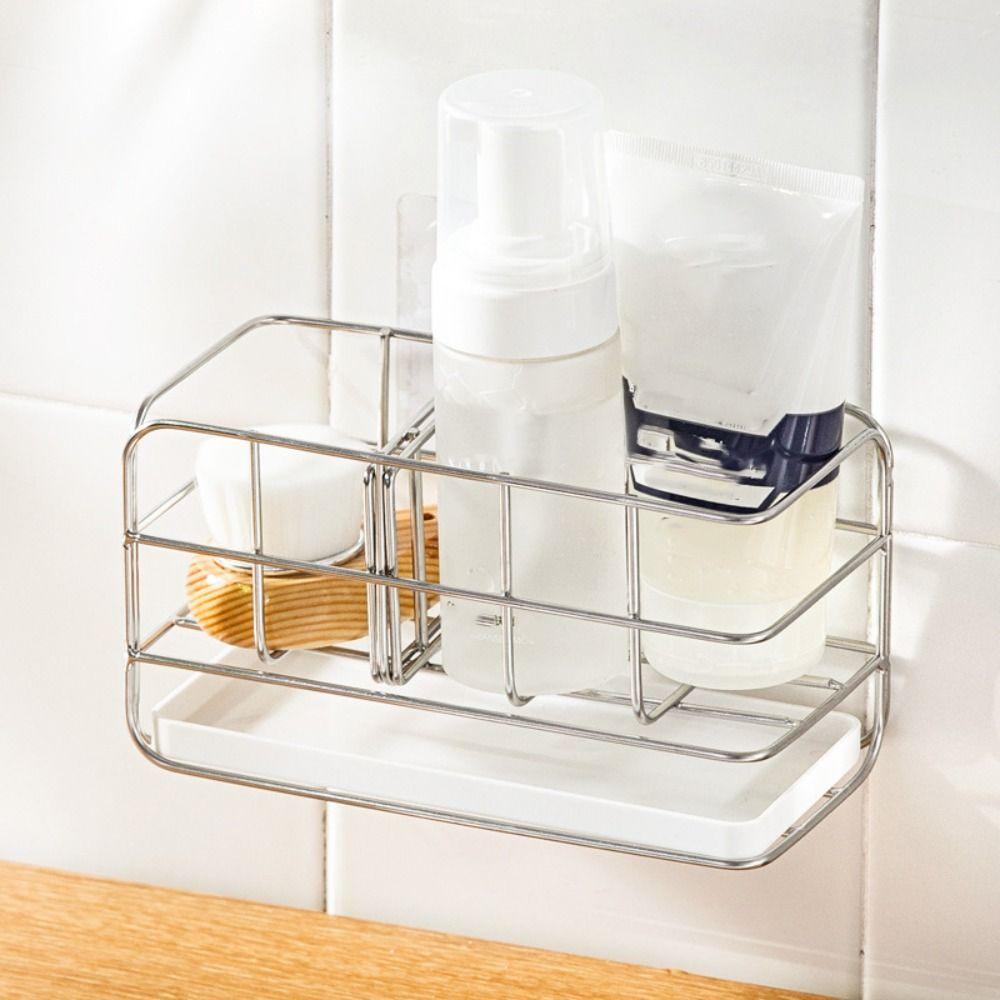 Removable Partitions Sink Sponge Holder Stainless Steel Dishwashing Liquid Storage Shelf  Bathroom