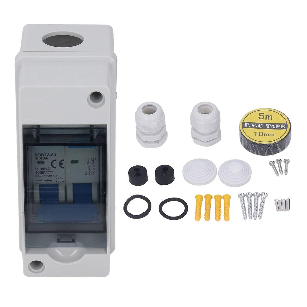 DC Disconnect Switch, 4.7 x 2.1 x 3.5in 40A 1000V Solar Disconnect Switch IP65 ABS Housing Miniature Circuit Breaker for Home RV