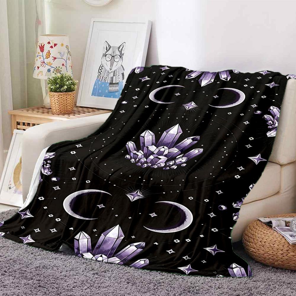 1pc Crystal Celestial Print Blanket   Lightweight Flannel Throw Blanket For Sofa, Bed, Living Room, Office, Outdoor Travel, Camping